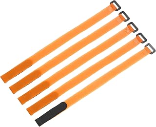 5 Pcs 0.8 x 16cm Orange Nylon Reusable Battery Operated Straps Multipurpose Battery Holding Straps Adjustable with Hook Fastening for FPV RC Quadcopter Drone Boat Car