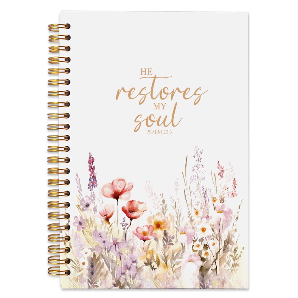 Christian Floral Spiral Notebook Journal for Women 5.5x8.3 Inch