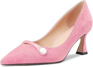 Castamere Women's Chunky Medium Width Pointed Toe Slip-on Pumps Wedding Office 6.5 CM Heels