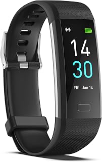 Fitness Tracker with Step/Distance/Calories Counter for Women Men | Heart Rate Monitor, Slim Style Watch, IP68 Waterproof, Sleep Monitor, Pedometer Watch, Black Band