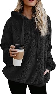 Yanekop Womens Fleece Pullover Oversized Sherpa Jacket Half Zip Pullover