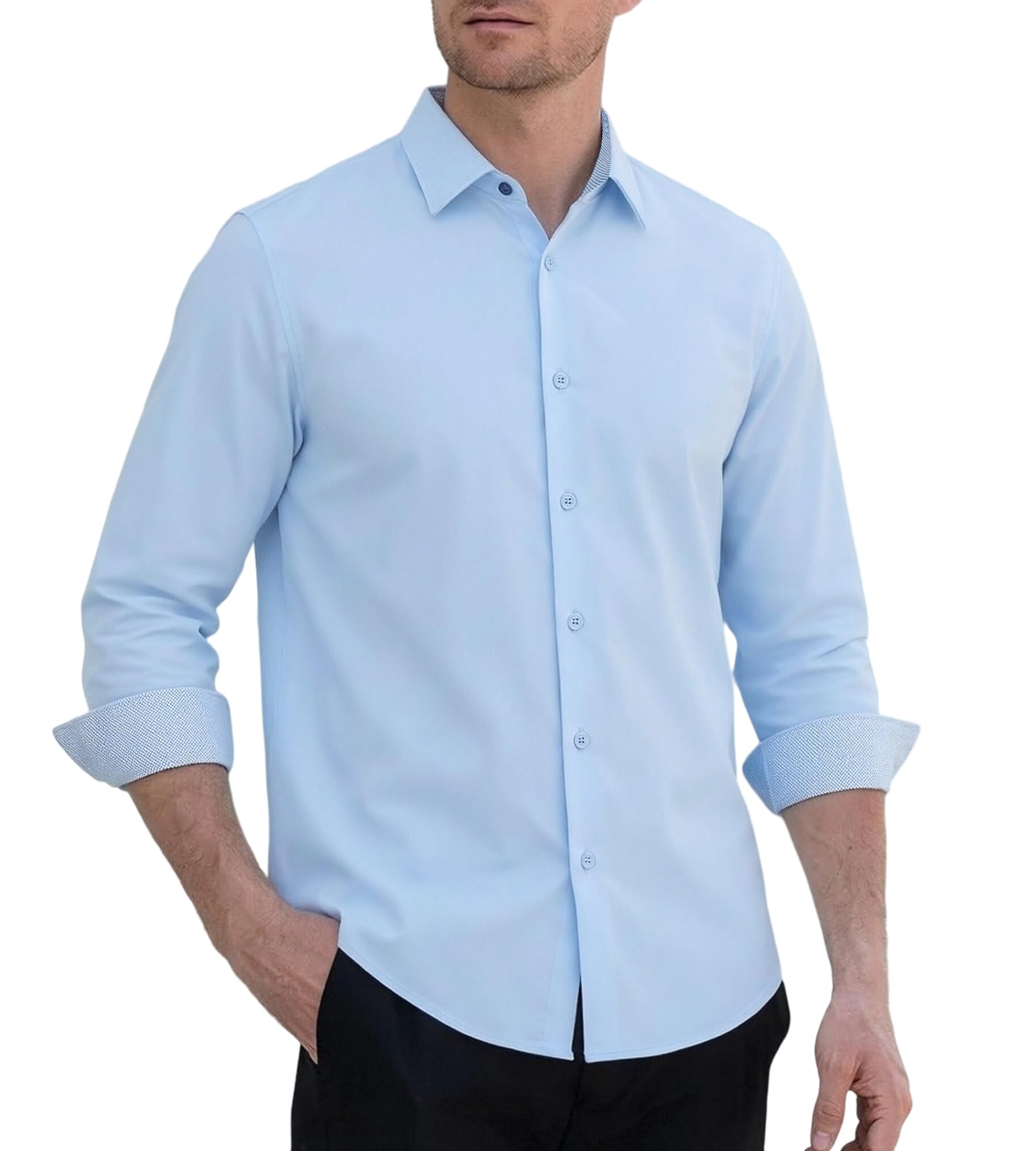 Alex Vando Camicie da uomo in twill resistente alle rughe Camicia casual da