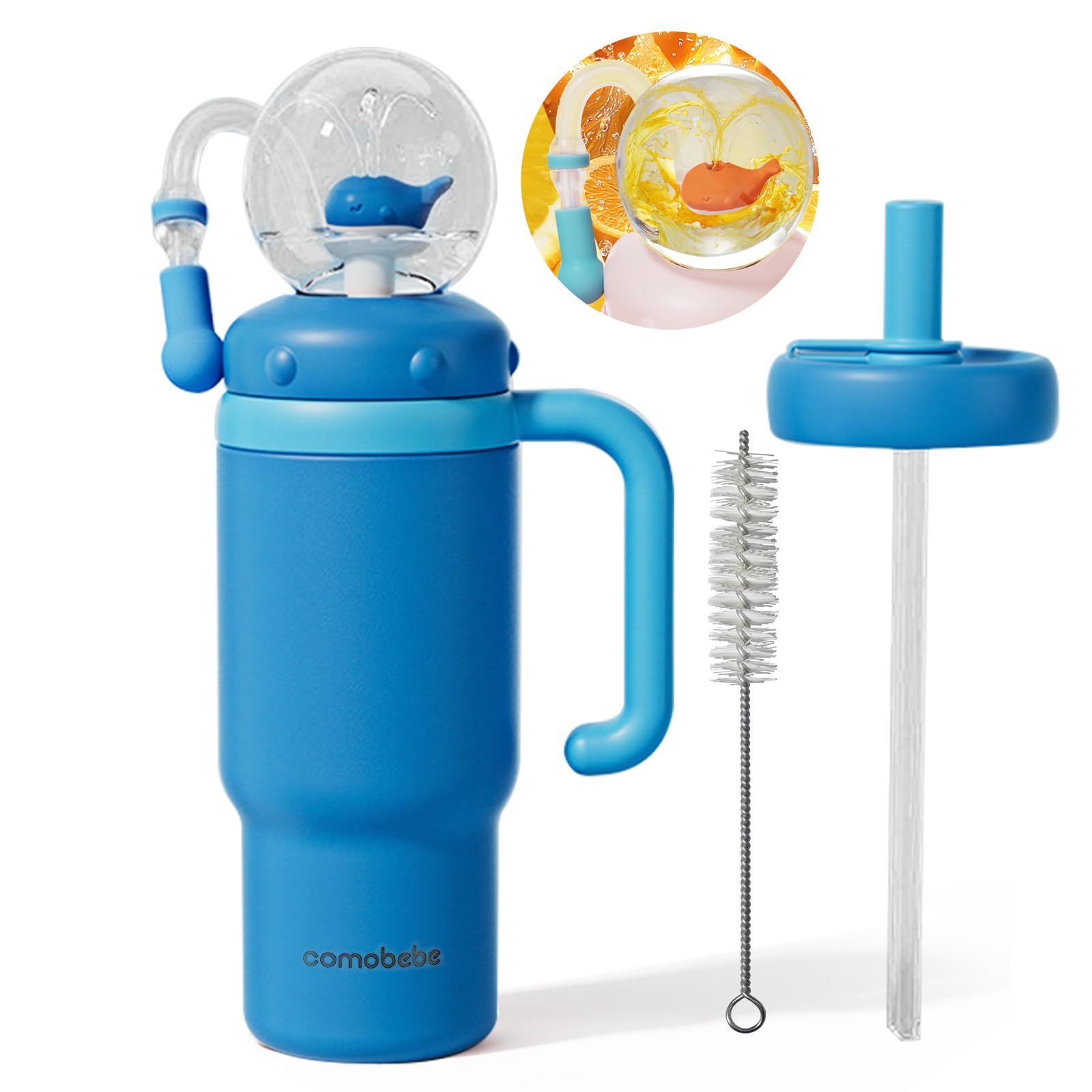 Whale Fountain Tumbler 24oz, 316 Stainless Steel Sippy Cup, Kids & Adults | Squi