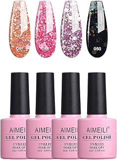 AIMEILI UV LED Gel Polish, Multi-Coloured, Removable Gel Nail Polish Set - 4 x 10 ml