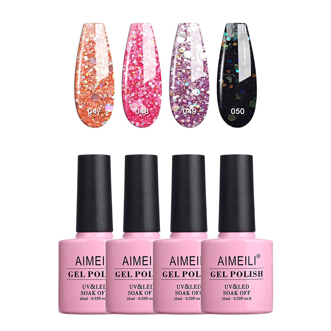 AIMEILI UV LED Gel Polish, Multi-Coloured, Removable Gel Nail Polish Set - 4 x 1