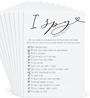 Wedding I Spy Camera Game – 10 A6 Photo Challenge Cards for Guests | 10 A6 photo challenge cards • Fun for wedding guests of all ages • Capture candid moments the couple might otherwise miss