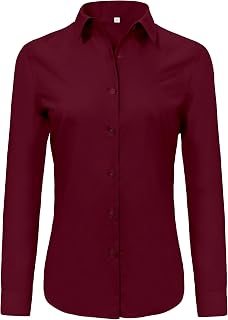 Ruisin Super Soft Wrinkle Free Button Down Shirt Women Solid Long Sleeve Striped Formal Work Dress Blouse Tops