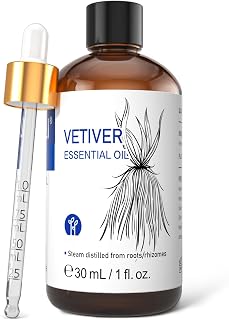 HIQILI Vetiver Essential Oil for Diffuser, Massage, Skin Care