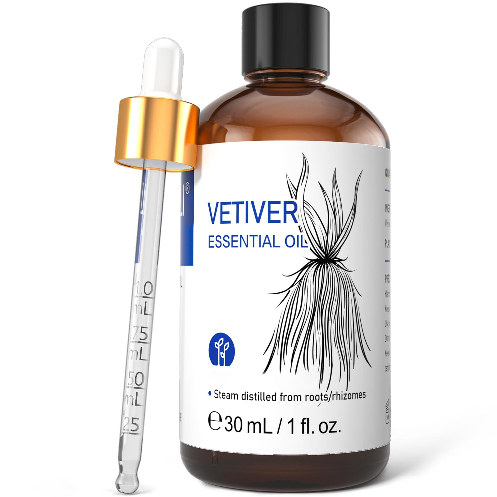 HIQILI Vetiver Essential Oil for Diffuser, Massage, Skin Care