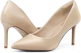 JENN ARDOR Women's Comfortable Stiletto Pumps 3 inch Elegant Gorgeous Closed Pointed Toe Slip On Solid High Heels for Ladies Wedding Dress Shoes