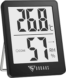 DOQAUS Room Thermometer, Digital Indoor Hygrometer, Black | 5s Refresh, Small Temperature Monitor and Humidity Meter, Climate Indicator for Home, Baby Room, Office, Greenhouse