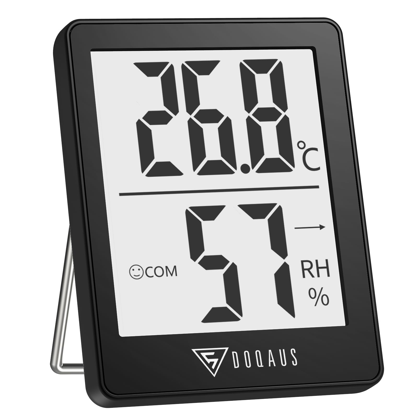 DOQAUS Room Thermometer, Digital Indoor Hygrometer, Black | 5s Refresh, Small Te