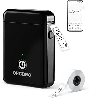 ORGBRO X1 Label Maker Machine with Tape Portable Bluetooth Thermal Printer | Label Printer for Smartphones, Mini Handheld Sticker Maker for School Office Home Kitchen Organization