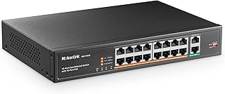 MokerLink 16 Port PoE Switch with 2 Gigabit Uplink Ethernet Port, 250W High Power, Support IEEE802.3af/at, Rackmount Unmanaged Plug and Play