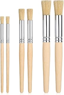 6 Pack Stencil Brushes, 3 Sizes Bristle Wooden Handle Brushes | Banner Paint Brushes for Stencil, Card Making Canvas House Wall Painting DIY Crafts