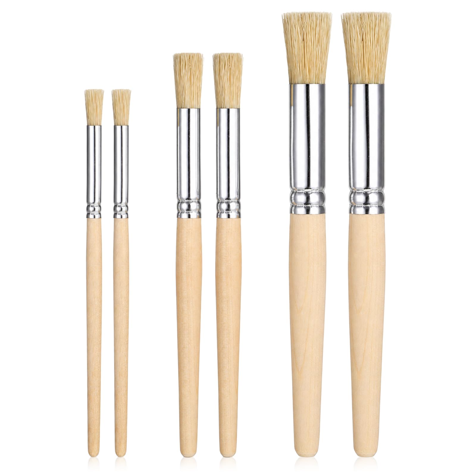 6 Pack Stencil Brushes, 3 Sizes Bristle Wooden Handle Brushes | Banner Paint Bru