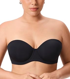 DELIMIRA Women's Strapless Bra, Underwire, Molded Full Cup, Plus Sizes