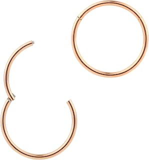 2pcs 316L Surgical Steel 18G (standard fit) Hinged Segment Ring Hoop – Hypoallergenic Septum Nose Lip Tragus Helix Earring Body Piercing Jewellery, 6mm-10mm