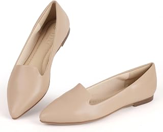MUSSHOE Flats for Women Pointed Toe-Comfortable Business Casual Work Shoes, Dressy Suede Slip On with Memory Foam for Office, Teacher & Standing All Day