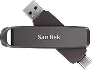 SANDISK 256GB Extreme PRO Dual Drive USB-C+USB-A Up to 1000MB/s Read Speeds | High-Performance USB Flash Drive, For Smartphones, Tablets, Mac, Computers, 128-bit AES Encryption, Metal, Gray
