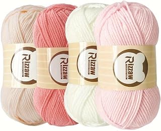4 Pack Crochet Yarn for Crocheting 50gms Acrylic Skeins - Crochet and Knitting Starter Kit for Colorful Arts and Crafts-Pink