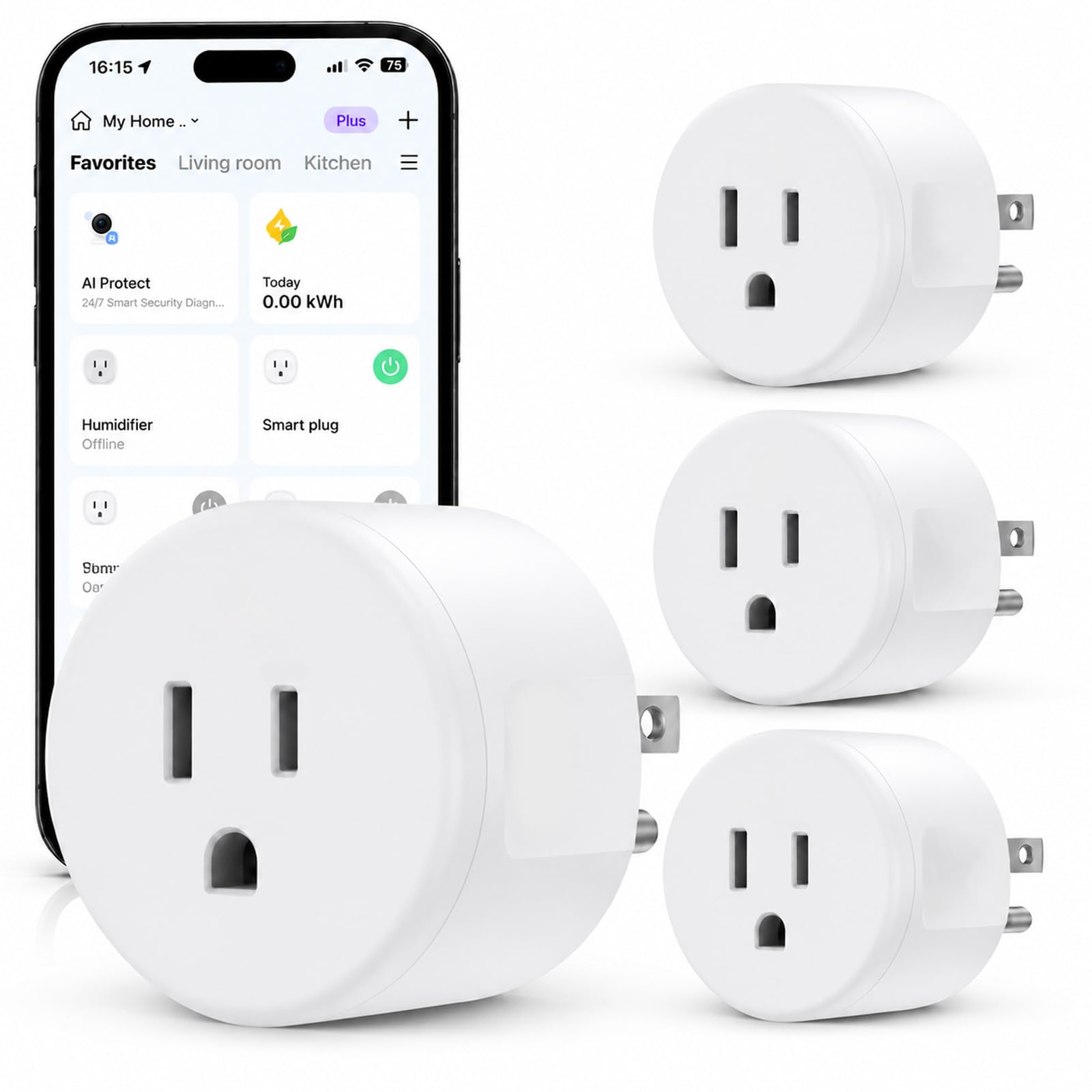 EIGHTREE Smart Plug WiFi Outlet Works with Alexa & Google Home, 15A, 4-Pack | Sm