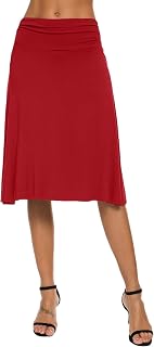 Women Elegant Elastic Midi Yoga Skirt Solid High Waist A Line Skirt