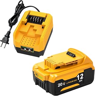 Ruzixt 1-Pack 12Ah Battery Replacement for Dewalt 20v Battery with DCB112 Battery Charger Station(Yellow)