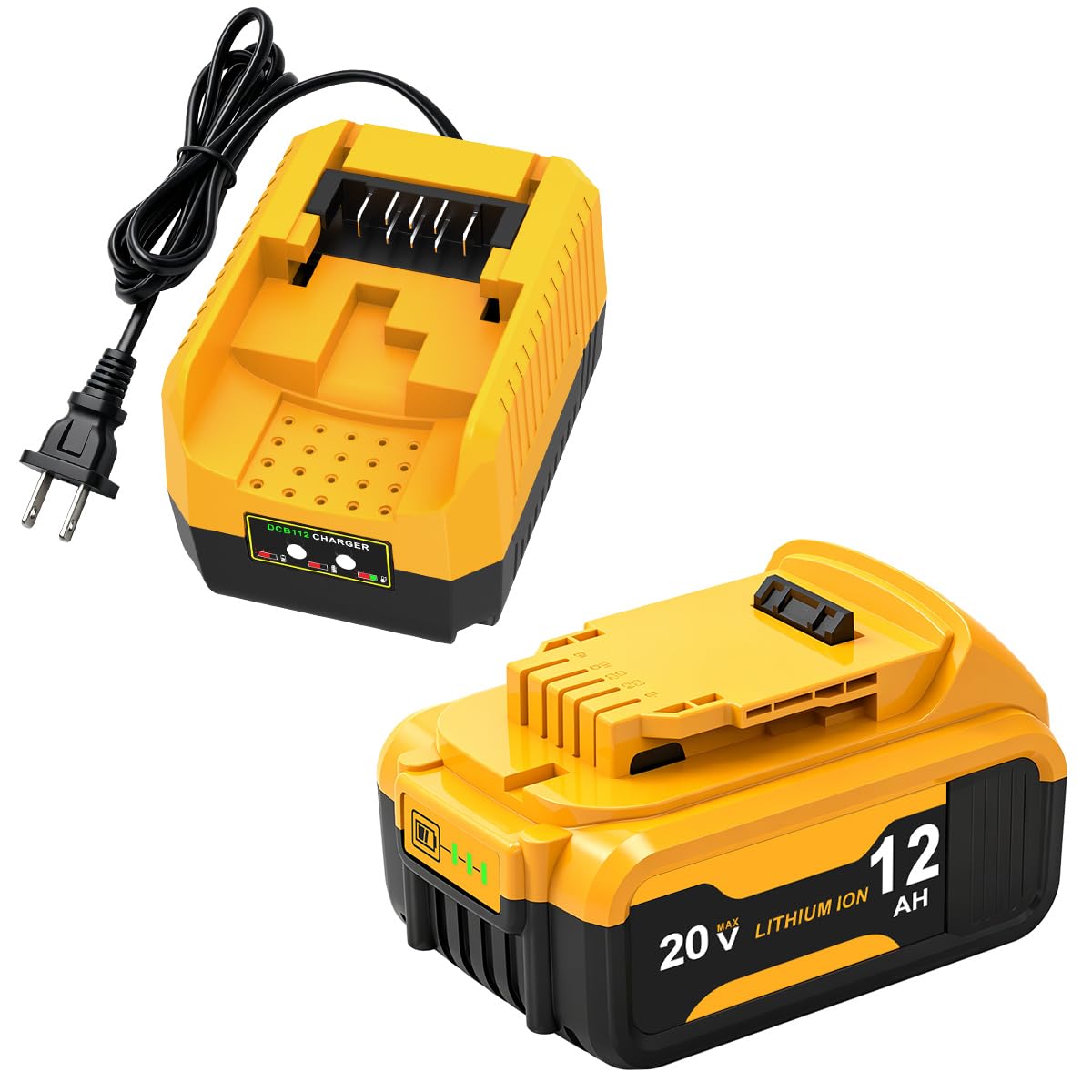 Ruzixt 1-Pack 12Ah Battery Replacement for Dewalt 20v Battery with DCB112 Batter