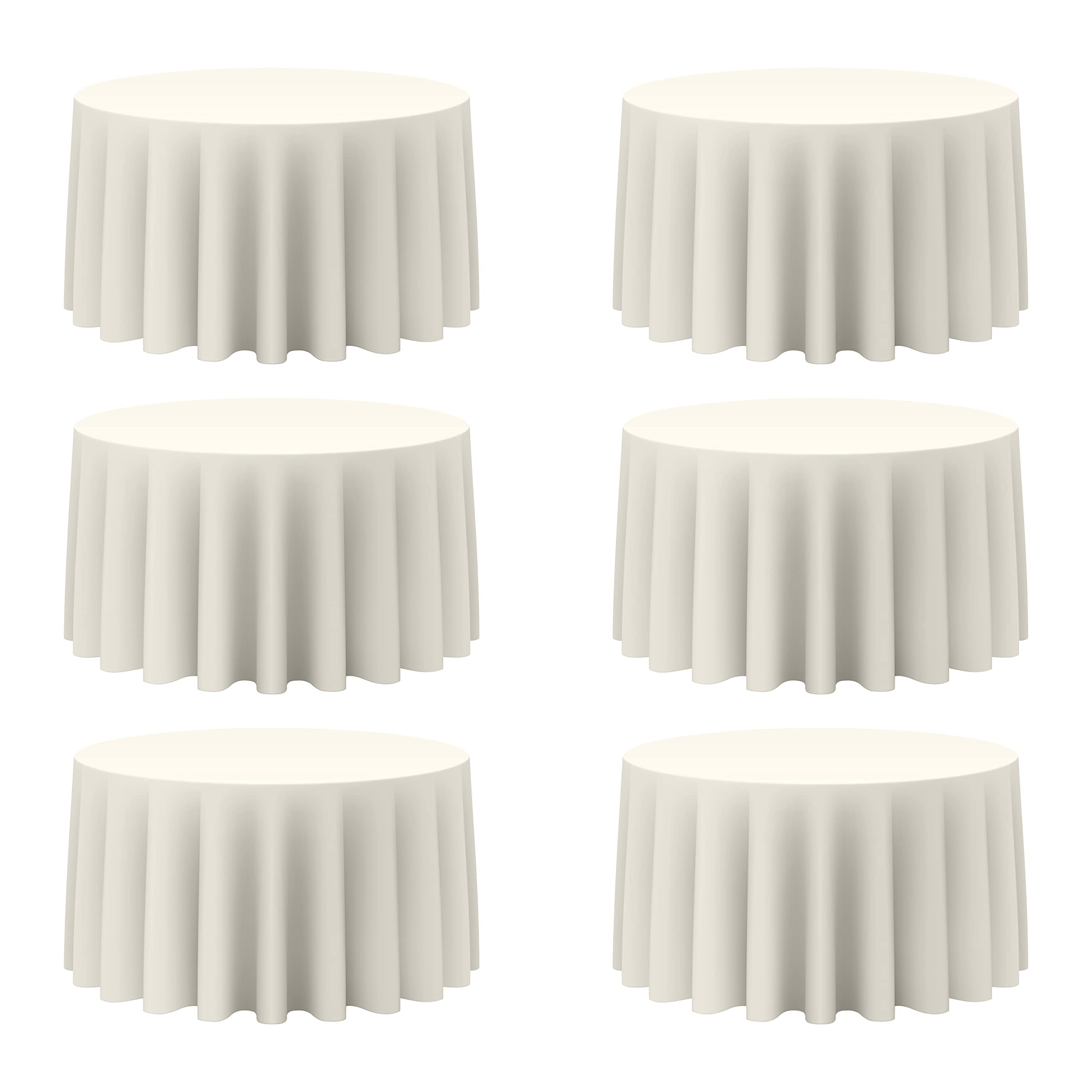 BRILLMAX 6 Pack Ivory Round Tablecloths 120 Inch for 60" Tables | 150 GSM Polyes