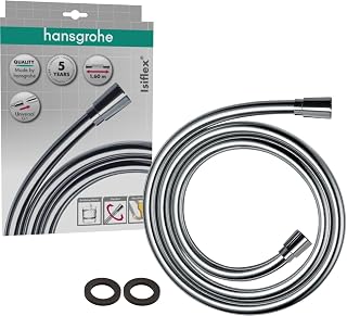 hansgrohe Isiflex, Universal Shower Hose, 1.60 m, with Twist Protection, Flexible Shower Hose with Kink Protection, Including Washers, Chrome