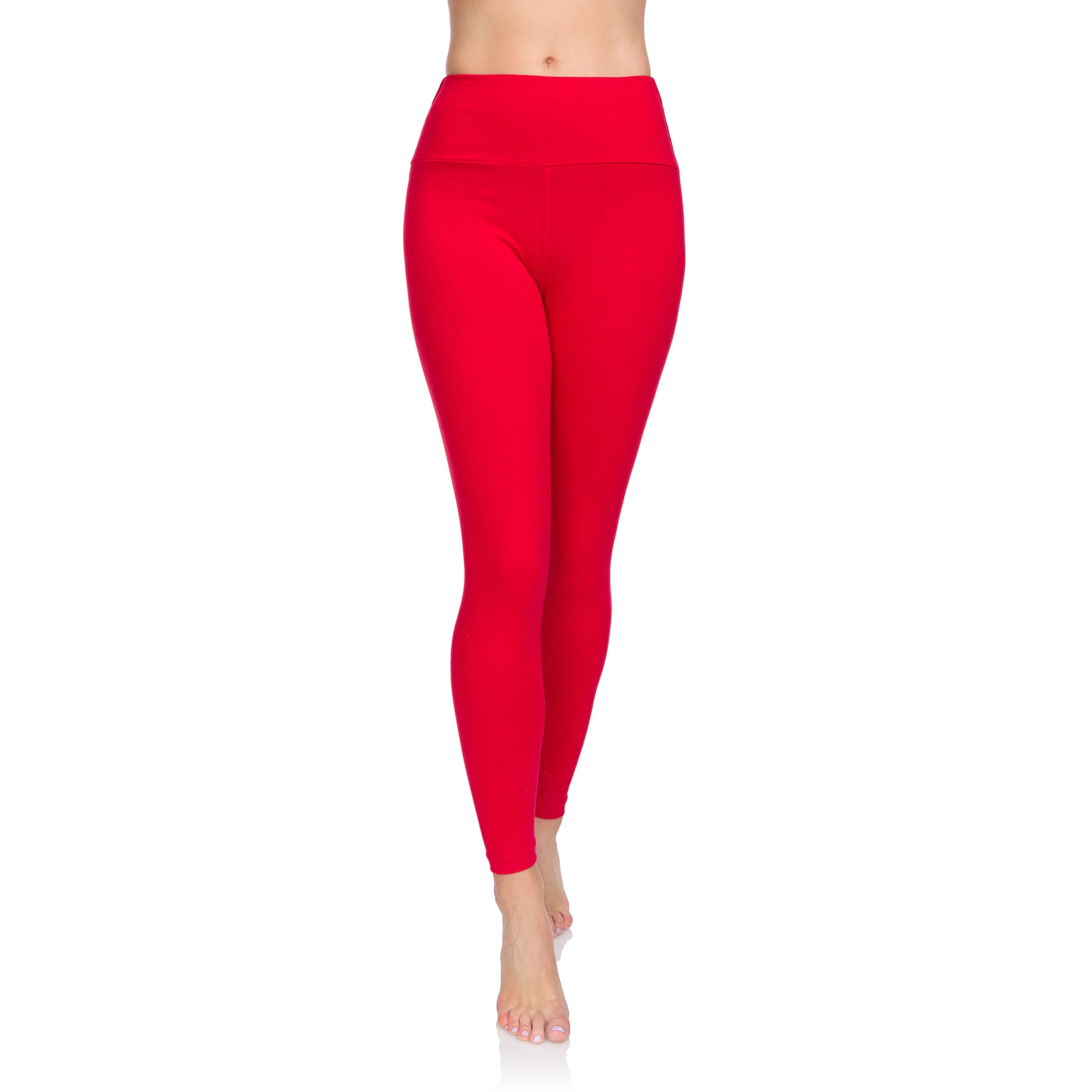 SOFTSAIL Women's Leggings, Made of 95% Cotton, High-Waisted Long Cotton Leggings