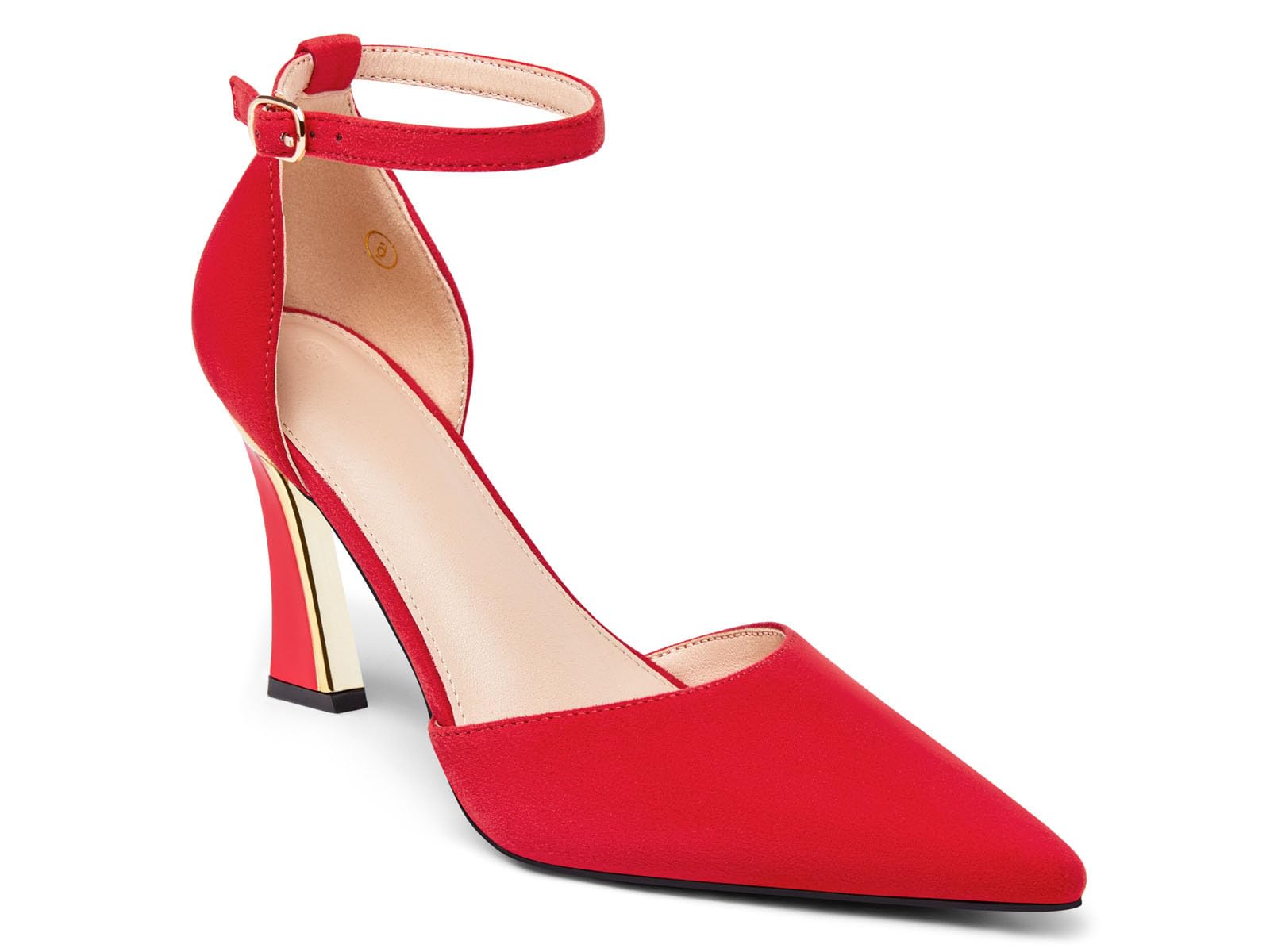 Womens Pumps Point Closed Toe High Heels Ankle Strap Heeled Sandals