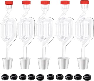Zazolyne 5ct. S - Shape Airlock with # 6 Stopper 5pcs & Grommets 10pcs,Bubble Fermentation Airlock for Brewing Wine Making Sauerkraut Kimchi (Improved Version)