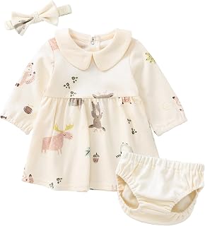 pureborn ベビー ガールズ ドレス アウトフィット セット 幼児 プレイウェア ドレス 0-24ヶ月