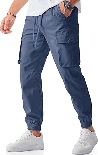 JMIERR Men's Casual Cargo Joggers Pants Stretch Elastic Waist Drawstring Tapered Sweatpants with Pockets