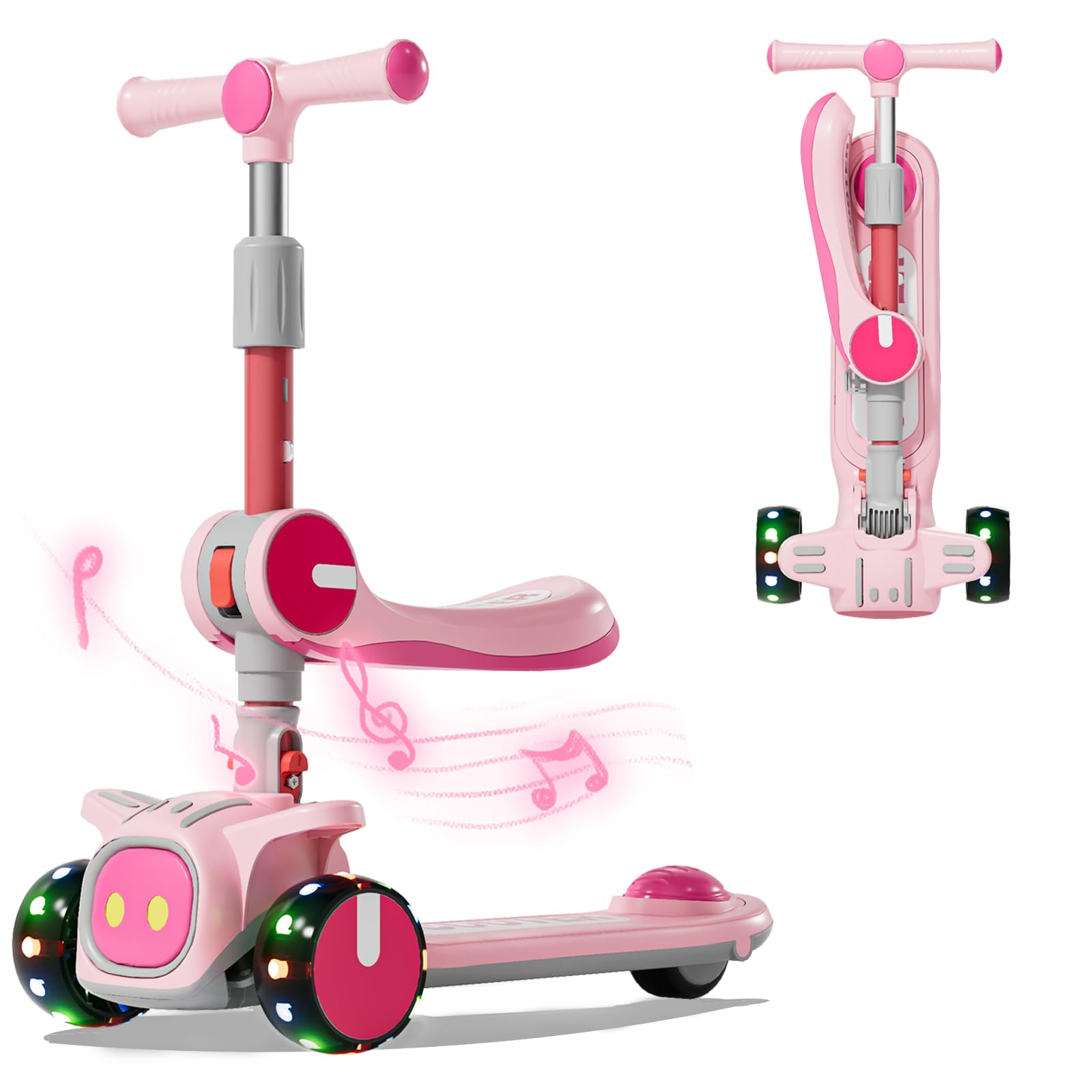 Unbreakable & Never Fall Down 2-in-1 Scooters Kids 3 Wheel Kick Scooter for Boys