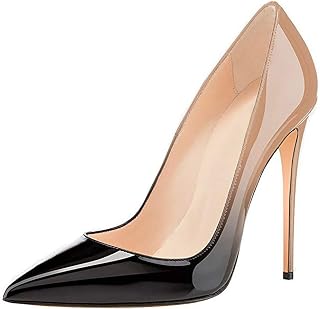 COLETER Women's Sexy Pointed Toe Pumps 12cm Patent Leather Pumps Bridal Shoes Pretty Evening Needles