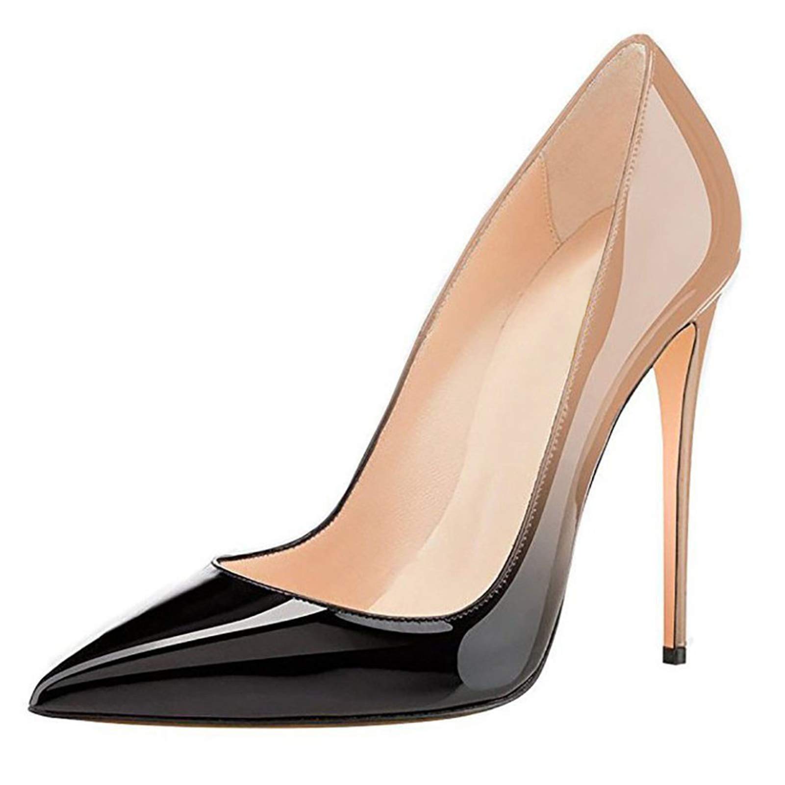 COLETER Women's Sexy Pointed Toe Pumps 12cm Patent Leather Pumps Bridal Shoes Pr