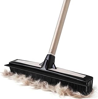 Eyliden Rubber Broom with Built-in Squeegee for Pet Hair Removal