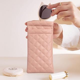 Soft Glasses Case, Quilted Sunglasses Case with Slip-in Design, Travel Glasses Holder