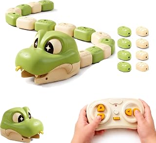 Magnetic Snake Game Toy Eating Itself，Green：B# | Remote Control Real-Life Growing Snake Toy with Sound and Light, Interactive Parent-Child Competitive Game Race Toy for Kid