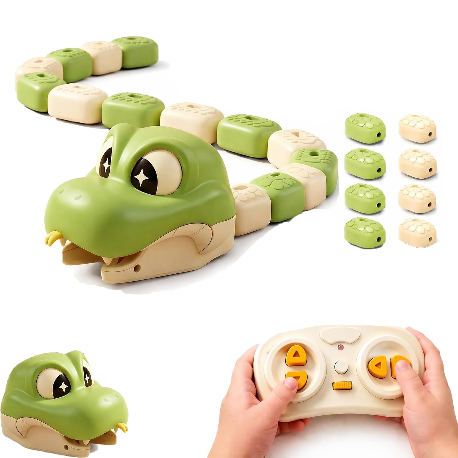 Magnetic Snake Game Toy Eating Itself，Green：B# | Remote Control Real-Life Growin