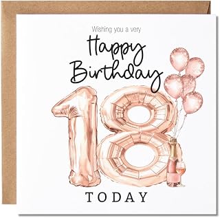 Maise & Rose 18th Birthday Card For Her Pink Balloon 18 Years P194 | Girls, 18 Years, Teenager, Sister, Daughter, Granddaughter, Friend, Premium 300gsm Card, Recyclable, Made In The Uk