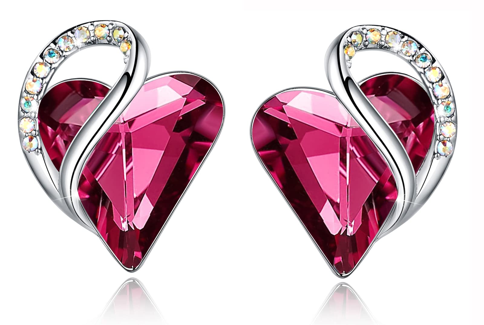 Leafael Infinity Love Heart Stud Earrings for Women, Birthstone and Healing Ston