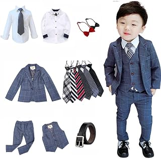 §ｚｚ．ｌｕｘｉ Boys' Formal Suit, Kids' Clothing, 6-Piece Set, Jacket, Vest, Pants, Bow Tie, Necktie, Brooch, Recitals, Weddings, Ceremonies, Entrance Ceremonies, Graduations, Boys, Purple, Navy, 90-170 cm