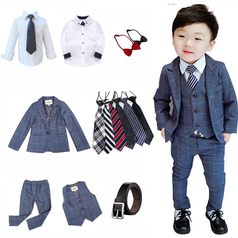 §ｚｚ．ｌｕｘｉ Boys' Formal Suit, Kids' Clothing, 6-Piece Set, Jacket, Vest, Pants, Bo