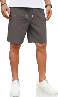 COOFANDY Men's Linen Beach Shorts Casual Drawstring Summer Vacation Shorts