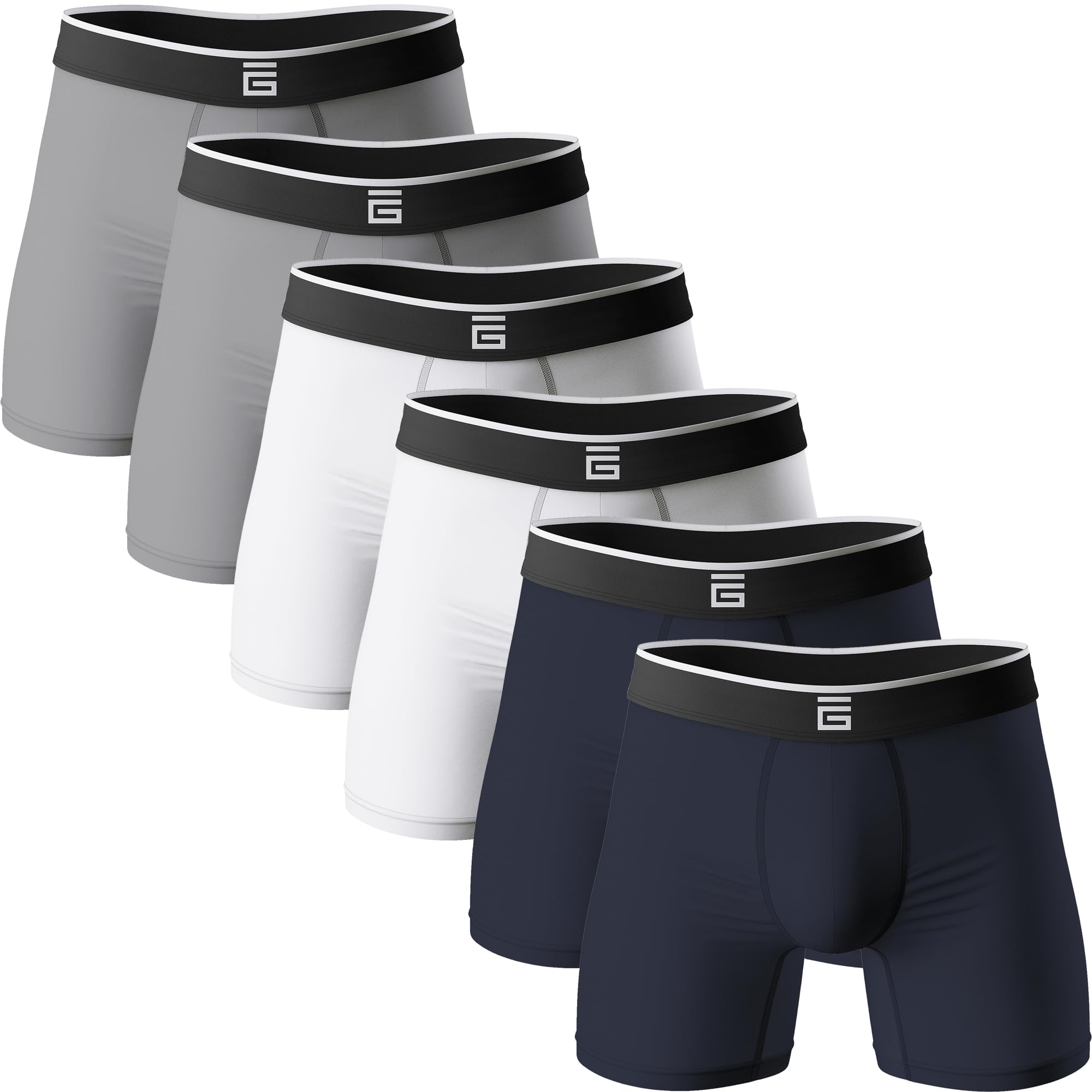 Giovici Mens Boxers Bamboo Anti Chafing Soft Comfortable Boxer Briefs Longer Leg