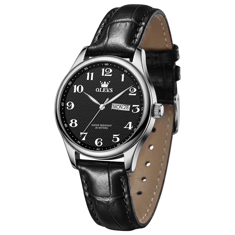 OLEVS Ladies Leather Band Quartz Date Wrist Watch